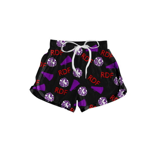 (Custom Design Preorder MOQ 5 Each Item) Team's Cheer RDF Purple Print Summer Bottom Sports Shorts Mom and Me Matching Clothes