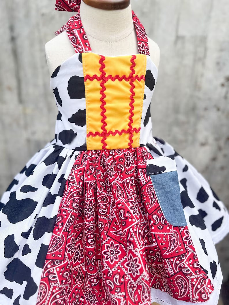 (Custom Design Preorder MOQ 5) Cartoon Print Girls Knee Length Summer Dress