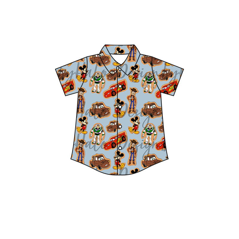 (Custom Design Preorder MOQ 5) Cartoon Figure Print Boys Summer Tee Shirts Top