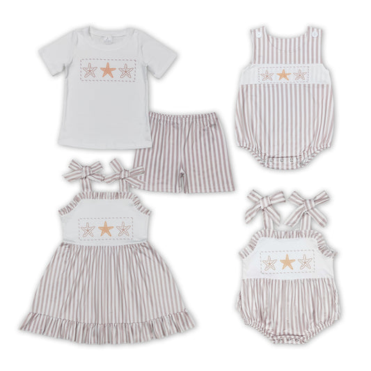 Starfish Stripes Print Sibling Summer Matching Clothes