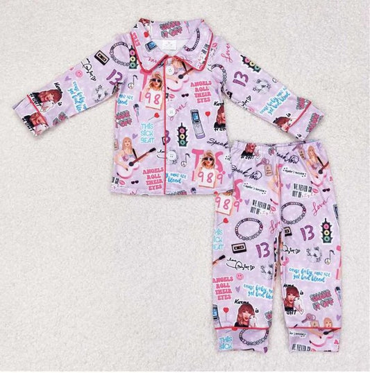 (Custom Design Preorder MOQ 5) Adult Singer Swiftie Print Woman Buttons Pajamas Clothes Set