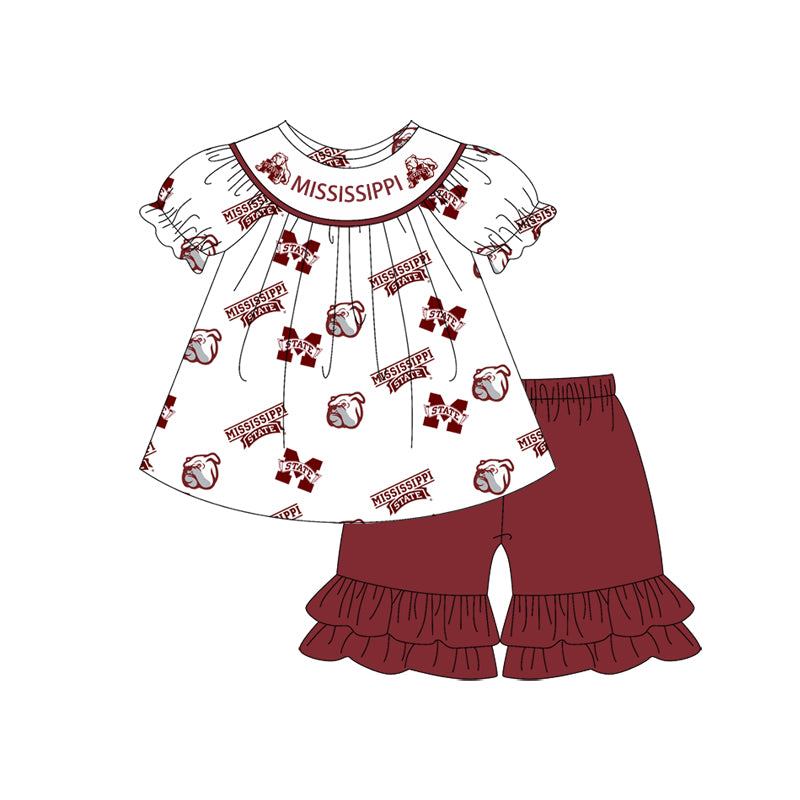 1.7(Custom Design Preorder MOQ 5 Each Design) Team's MISSISSIPPI Print Kids Summer Matching Clothes Sibling Wear