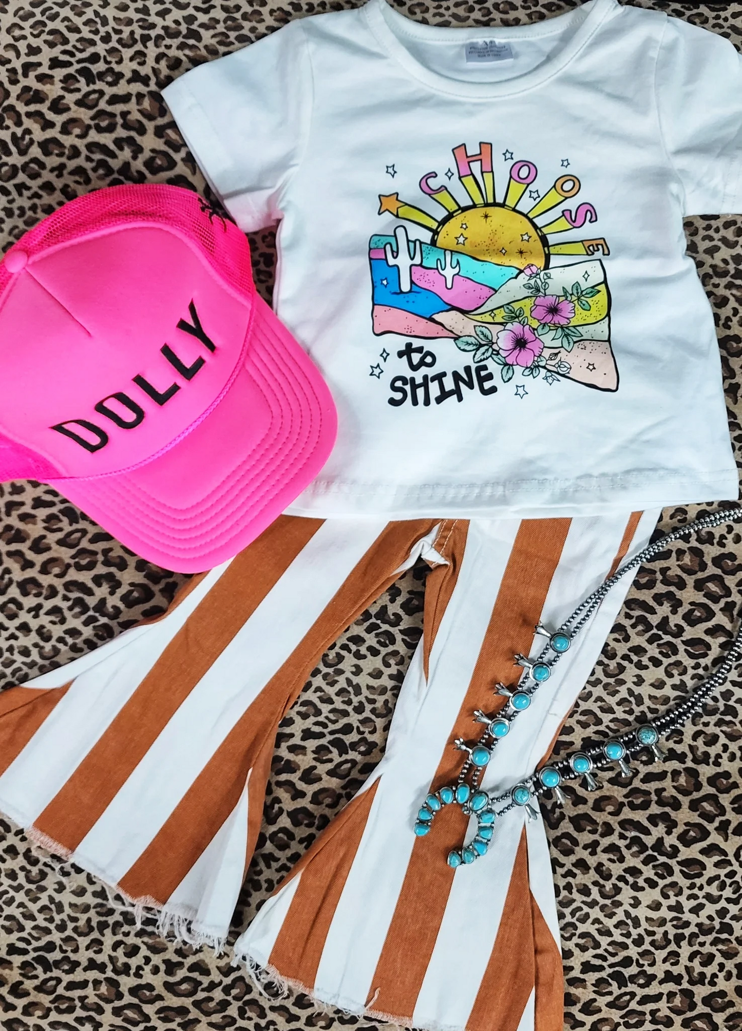 (Custom Design Preorder MOQ 5) CHOOSE TO SHINE Top Stripes Jeans Girls Valentine's Clothes Set