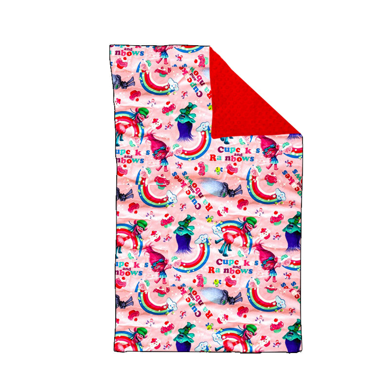 (Custom Design Preorder MOQ 5) Cartoon Hair Monster Rainbow Print Baby Blanket