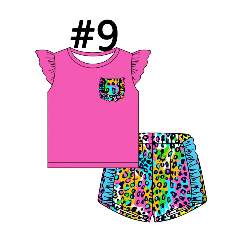 12.14(Custom Design Preorder MOQ 5 Each Design) 6-10 Colors Leopard Print Girls Summer Matching Clothes Sisters Wear