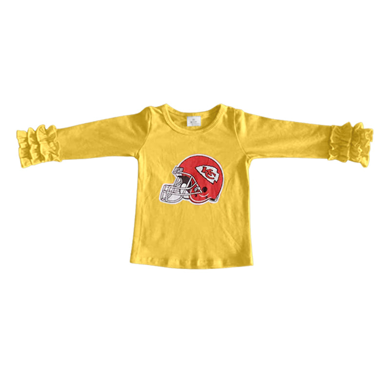 (Custom Design Preorder MOQ 5) Team's KC Yellow Print Girls Tee Shirts Top