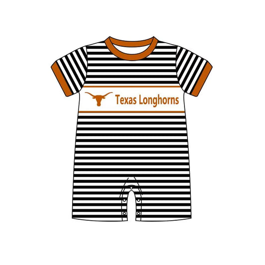 (Custom Design Preorder MOQ 5) Team's Texas Longhorns Print Baby Boys Summer Romper