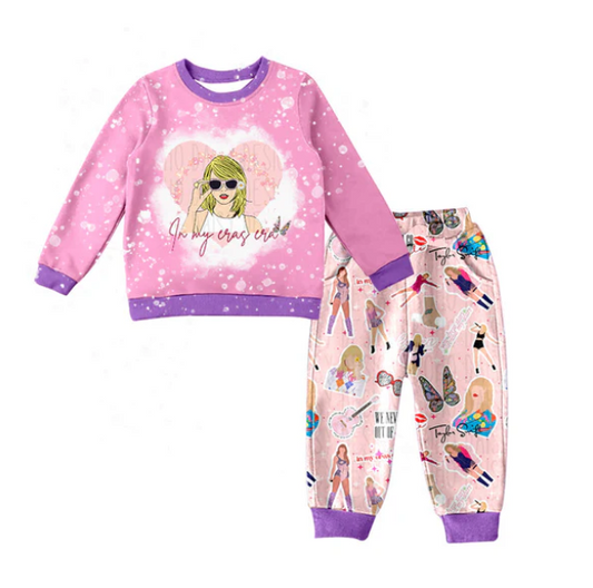 (Custom Design Preorder MOQ 5) Singer Swiftie Print Girls Clothes Set