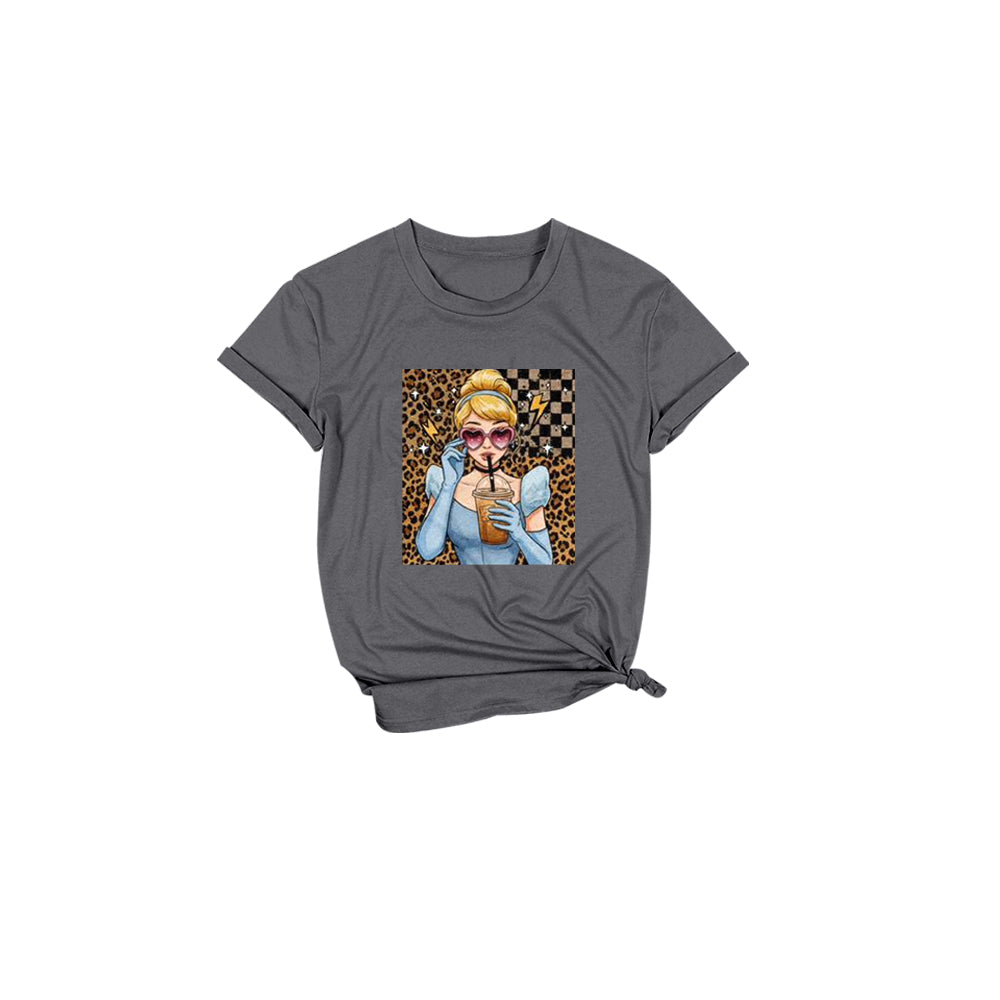 (Custom Design Preorder MOQ 5 Each Item) Cartoon Princess Grey Print Mom and Me Matching Clothes