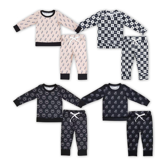 4 Colors Print Boys Fall Pajamas Clothes Set Brother Wear