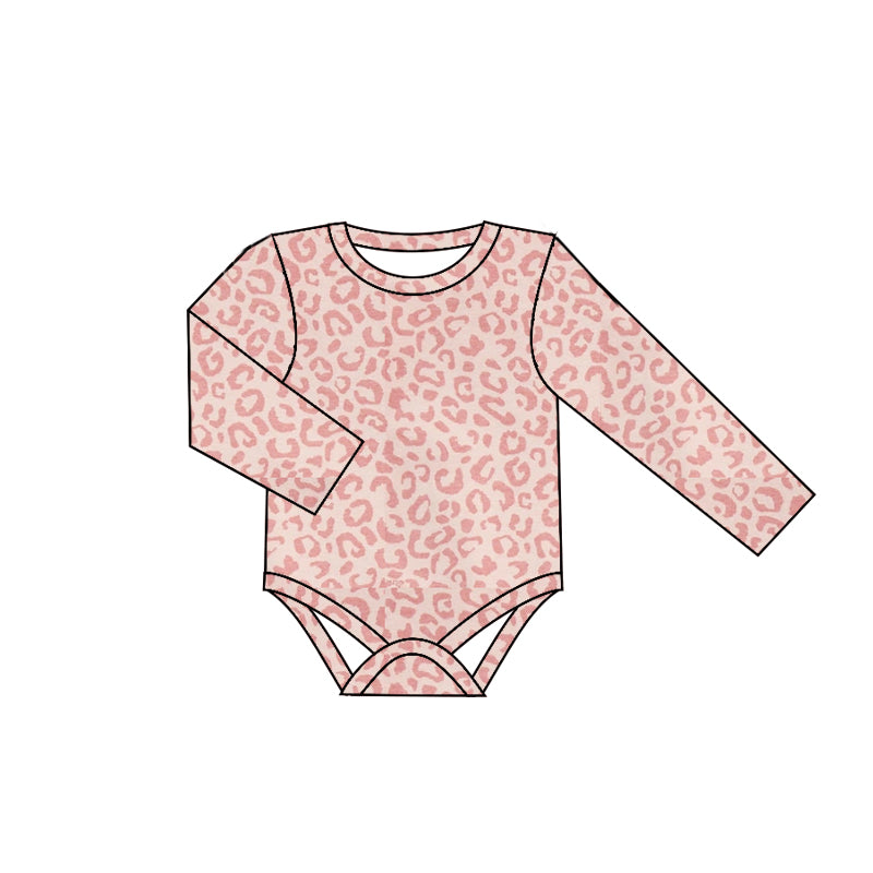 (Custom Design MOQ 5) Pink Leopard Baby Valentine's Romper