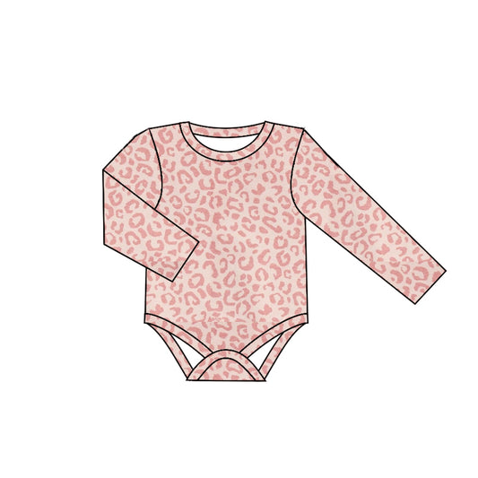 (Custom Design MOQ 5) Pink Leopard Baby Valentine's Romper