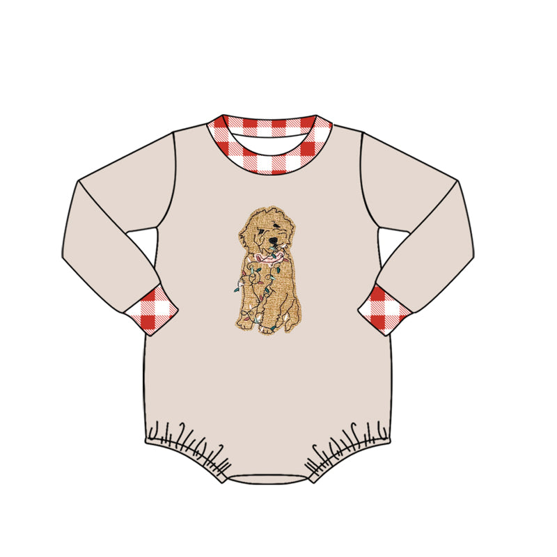 (Custom Design Preorder MOQ 5) Dog Light Print Baby Boys Christmas Romper