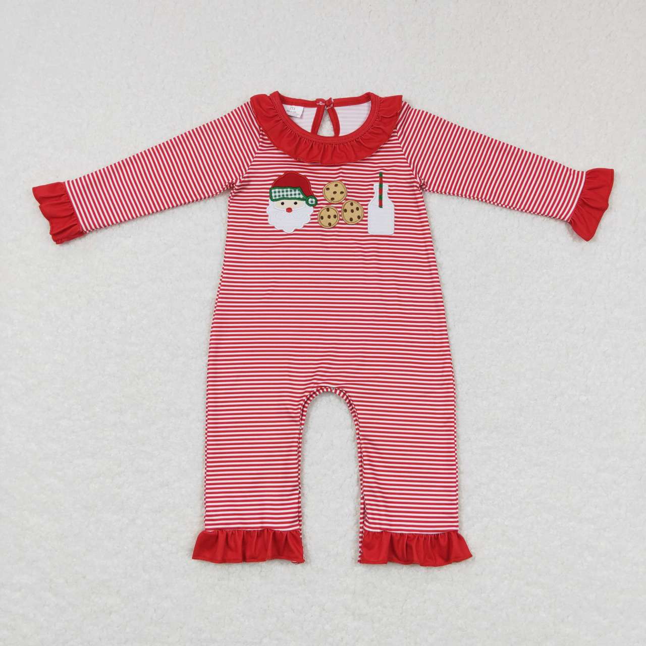 Red Stripes Santa Milk Cookie Embroidery Sibling Christmas Matching Clothes