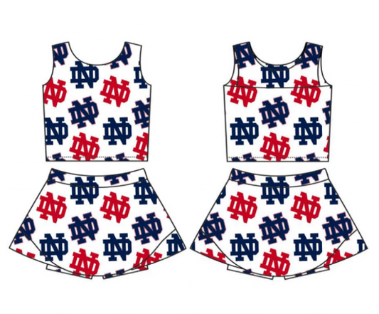 (Custom Design Preorder MOQ 5) Team's DN Print Shorts Skirts Girls Summer Yoga Clothes Set