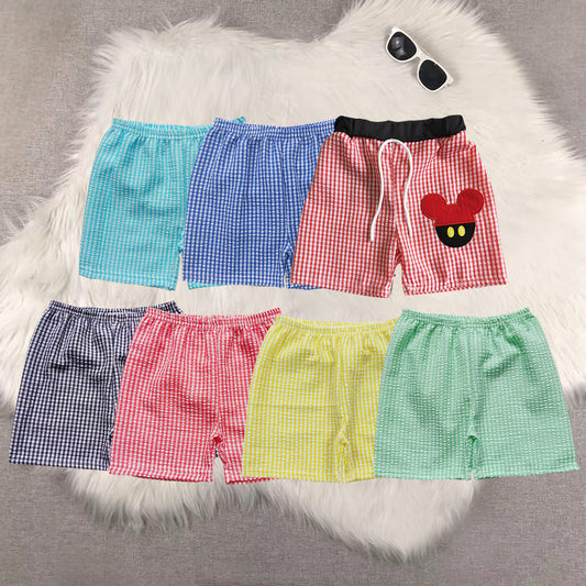 7 Colors Plaid Seersucker Kids Summer Shorts Sibling Wear