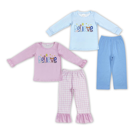 Nativity Believe Print Sibling Christmas Matching Clothes