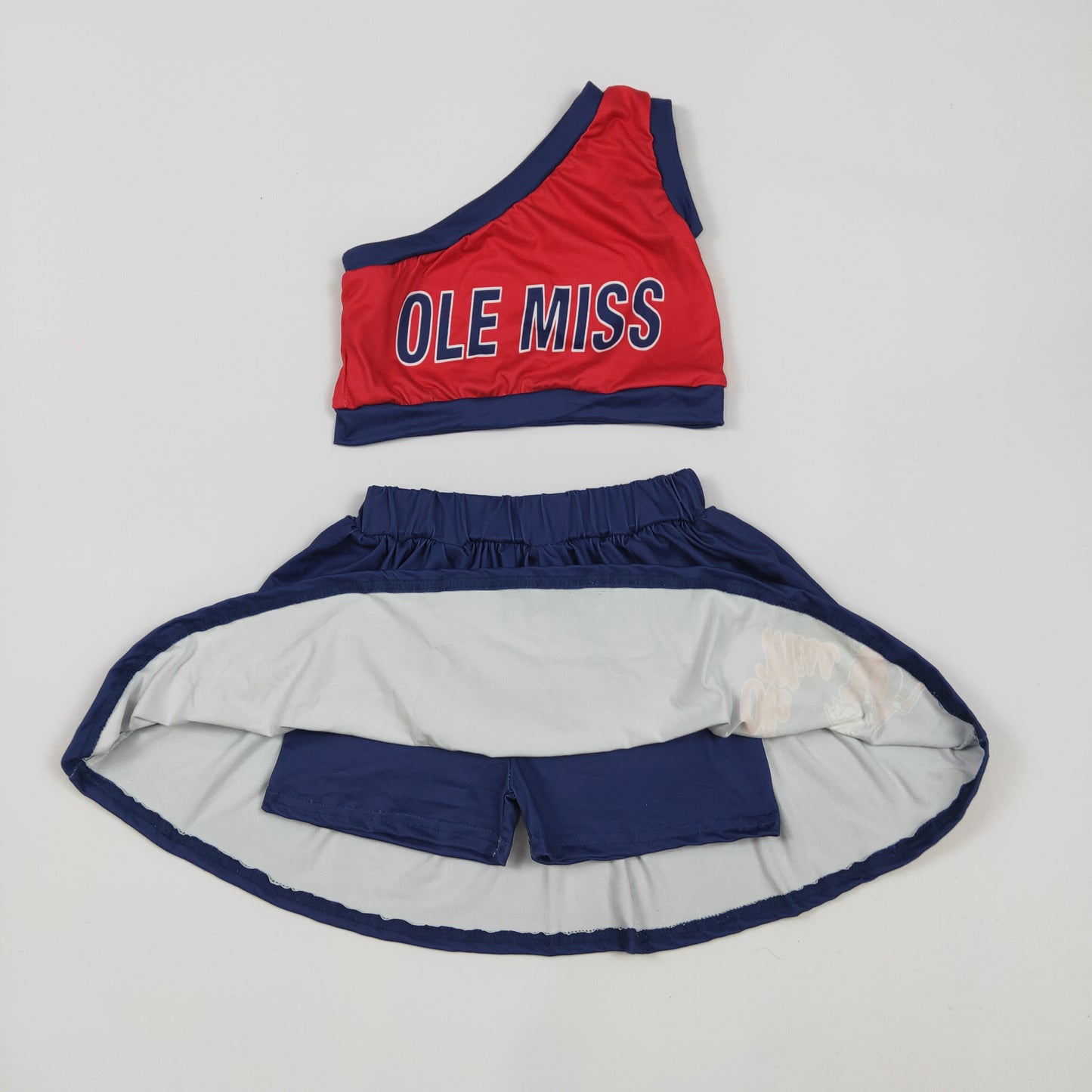 (Custom Design Preorder MOQ 5) Team's OLE MISS Print Girls Summer Skirts Shorts Clothes Set