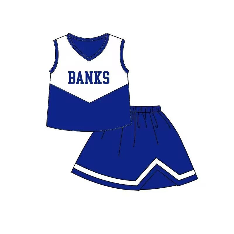 (Custom Design Preorder MOQ 5) Football Team's BANKS Print Skirts With The Shorts Girls Clothes Sets