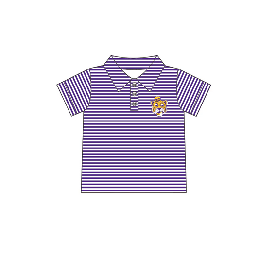 (Split Order Preorder) Deadline May17 Team's LSU Tiger Print Boys Summer Polo Tee Shirts Top