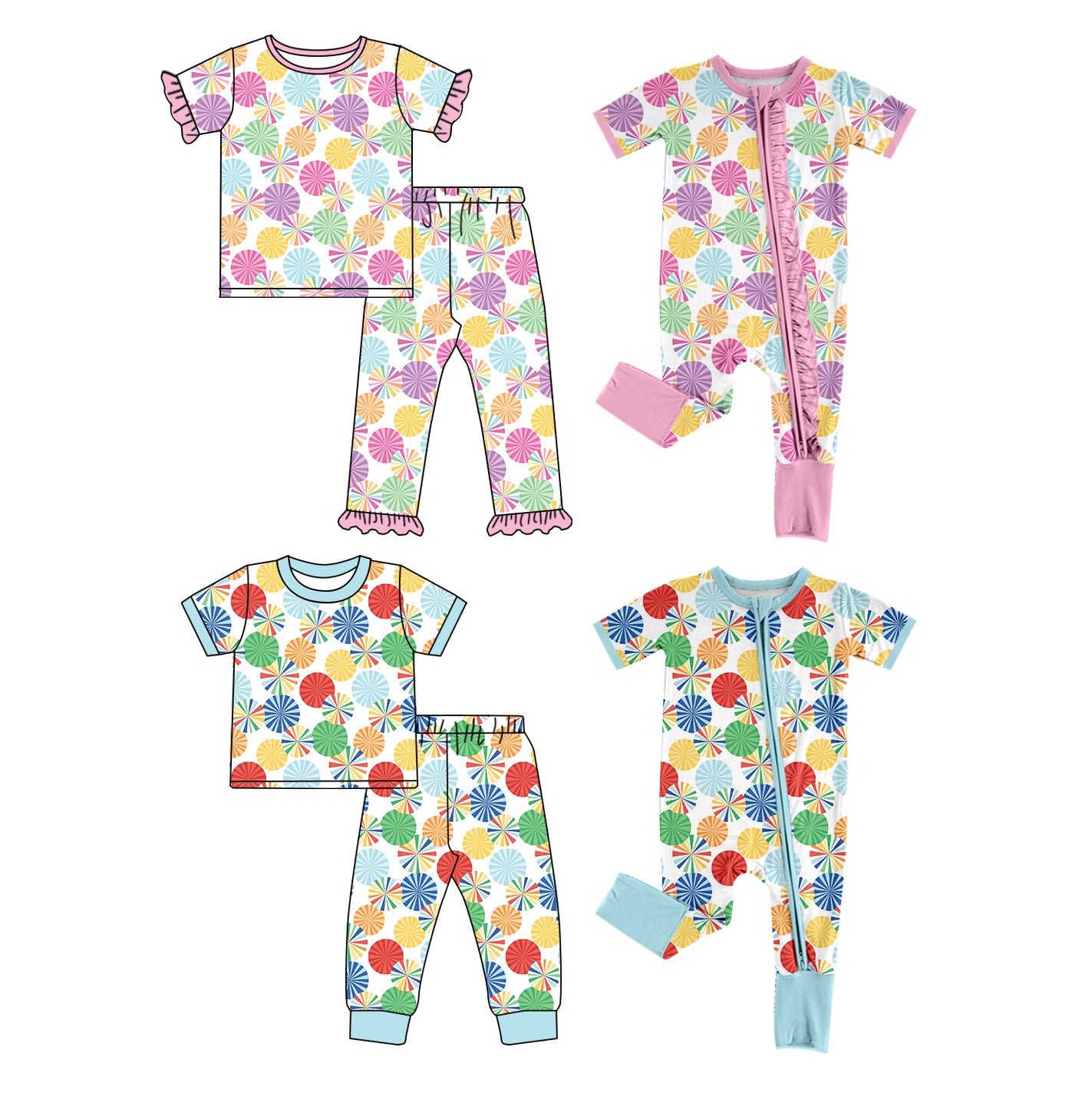 12.11(Custom Design Preorder MOQ 5 Each Design) Colorful  Print Kids Matching Clothes Sibling Wear
