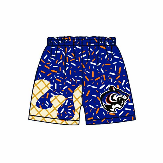(Custom Design Preorder MOQ 5 Each Item) Team's Wild Cat Blue Sprinkles Print Summer Bottom Shorts Mom and Me Matching Clothes