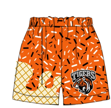 (Custom Design Preorder MOQ 5 Each Item) Team's Tigers Sprinkles Print Summer Bottom Shorts Mom and Me Matching Clothes