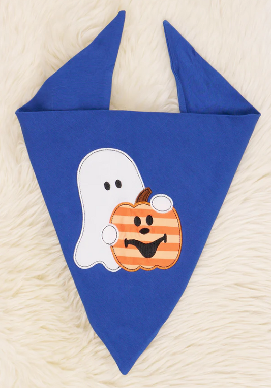 (Custom Design Preorder MOQ 5) Ghost Pumpkin Print Collar Doggy Bandana