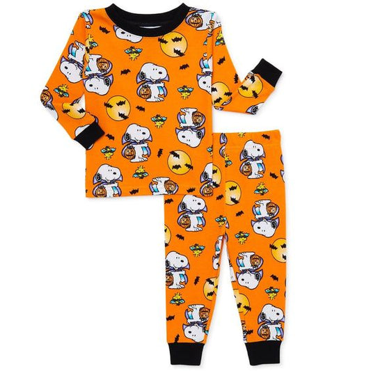 (Custom Design Preorder MOQ 5)  Pumpkin Cartoon Dog Print Kids Halloween Pajamas Clothes Set