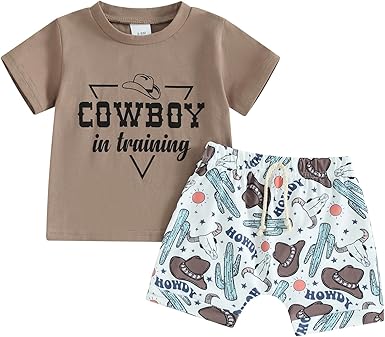 (Custom Design Preorder MOQ 5) Cowboy Top Howdy Shorts Boys Summer Western Clothes Set