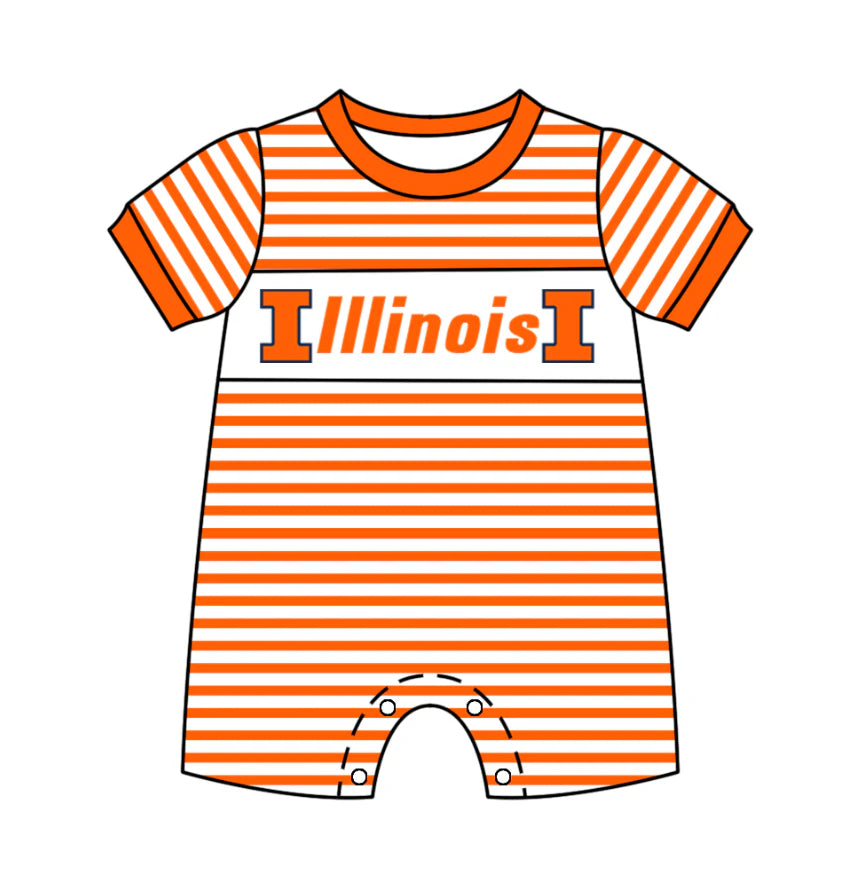 (Custom Design Preorder MOQ 5)  Team's ILLINOIS Print Baby Boys Summer Romper