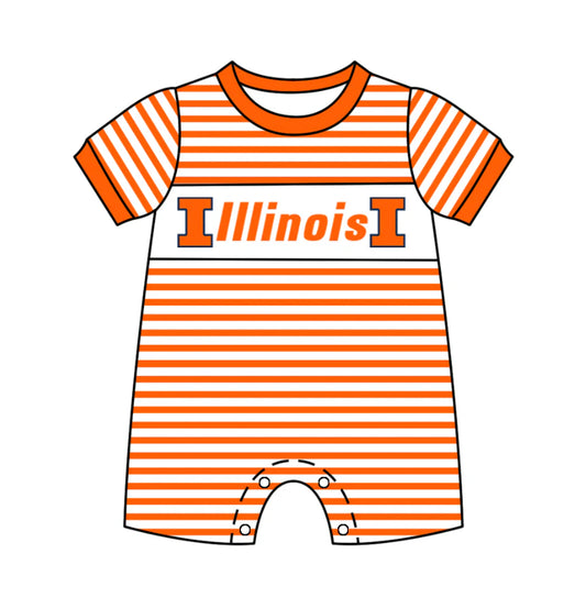 (Custom Design Preorder MOQ 5)  Team's ILLINOIS Print Baby Boys Summer Romper