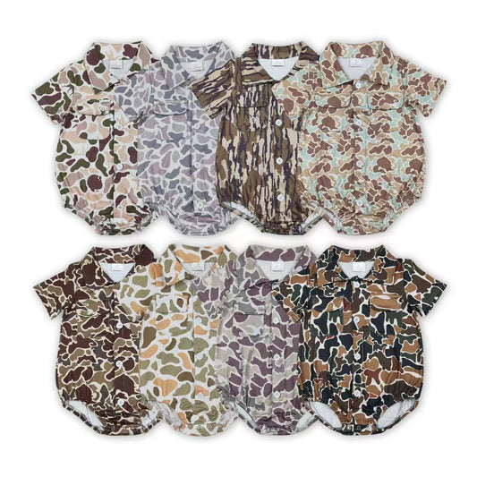 8 Colors Camo Print Pockets Baby Boys Summer Romper Brothers Wear