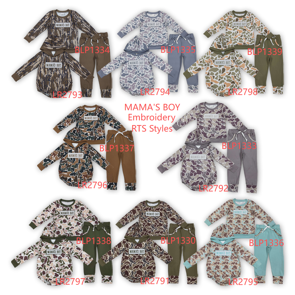 8 Colors MAMA'S BOY Embroidery Camo Boys Fall Matching Clothes Brothers Wear