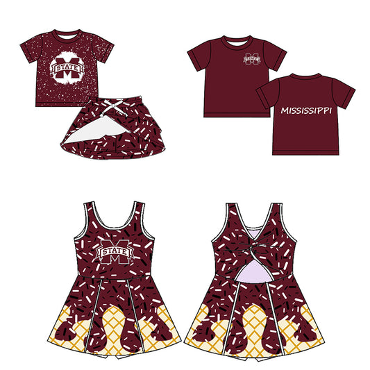 (Custom Design Preorder MOQ 5 Each Item)Team's Mississippi State Print Family Matching Clothes