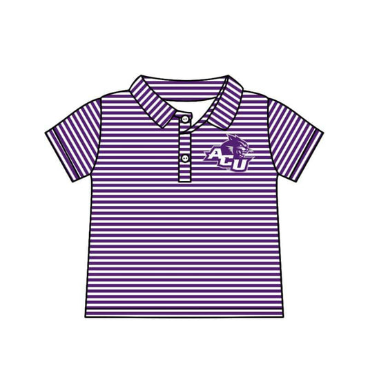 (Custom Design Preorder MOQ 5 ) Team's ACU Purple Stripes Print Boys Polo Tee Shirts Top