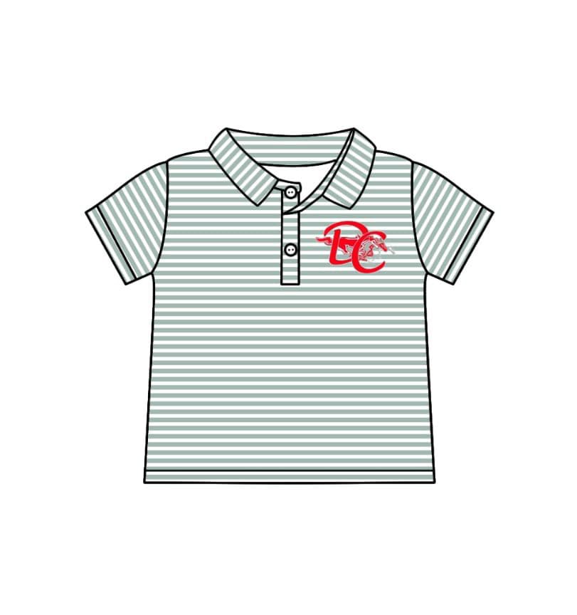 (Custom Design Preorder MOQ 5 ) Team's D Horse Stripes Print Boys Polo Tee Shirts Top