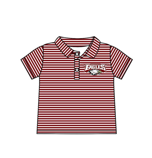 (Custom Design Preorder MOQ 5 ) Team's EAGLES Stripes Print Boys Polo Tee Shirts Top