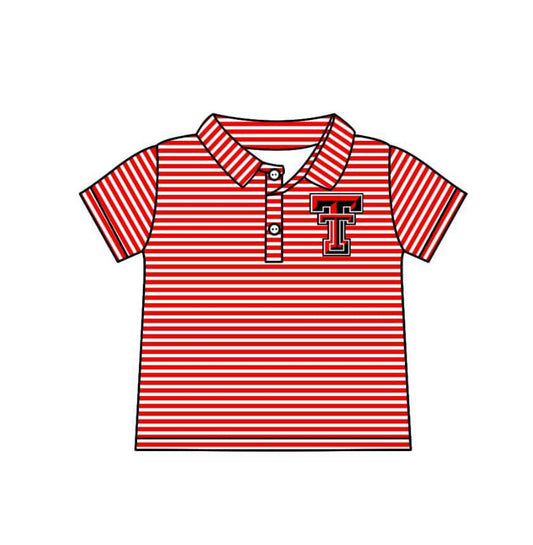 (Custom Design Preorder MOQ 5 ) Team's TT Red Stripes Print Boys Polo Tee Shirts Top
