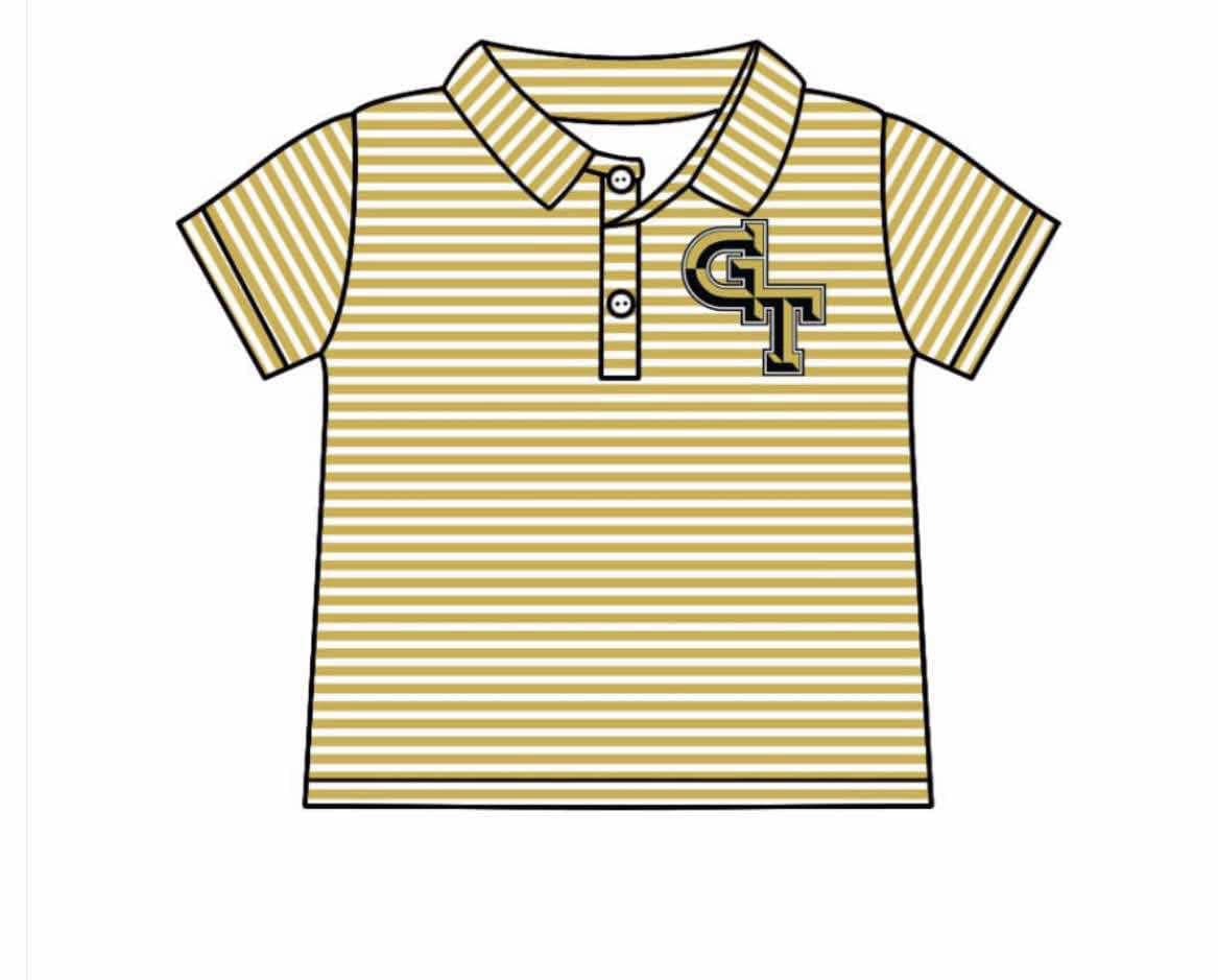 (Custom Design Preorder MOQ 5 ) Team's GT Yellow Stripes Print Boys Polo Tee Shirts Top