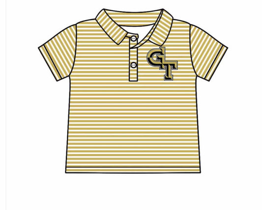 (Custom Design Preorder MOQ 5 ) Team's GT Yellow Stripes Print Boys Polo Tee Shirts Top