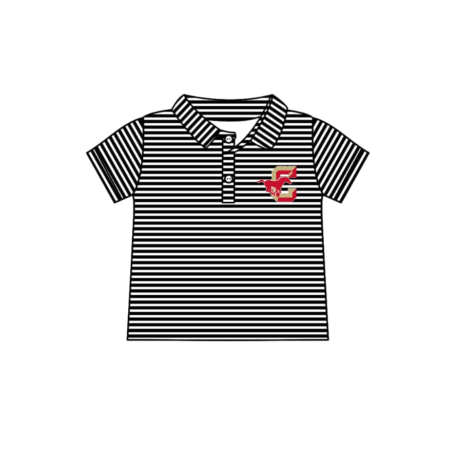 (Custom Design Preorder MOQ 5 )Team's Horse C Stripes Print Boys Polo Tee Shirts Top