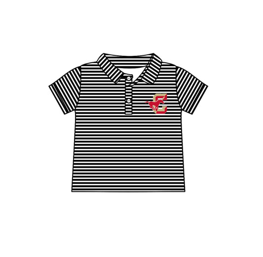 (Custom Design Preorder MOQ 5 )Team's Horse C Stripes Print Boys Polo Tee Shirts Top
