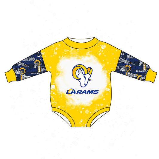 (Custom Design MOQ 5) Blue LA Football Team's Baby Girls Romper