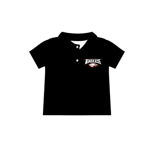 (Custom Design Preorder MOQ 5 ) Team's EAGLES Black Print Boys Polo Tee Shirts Top