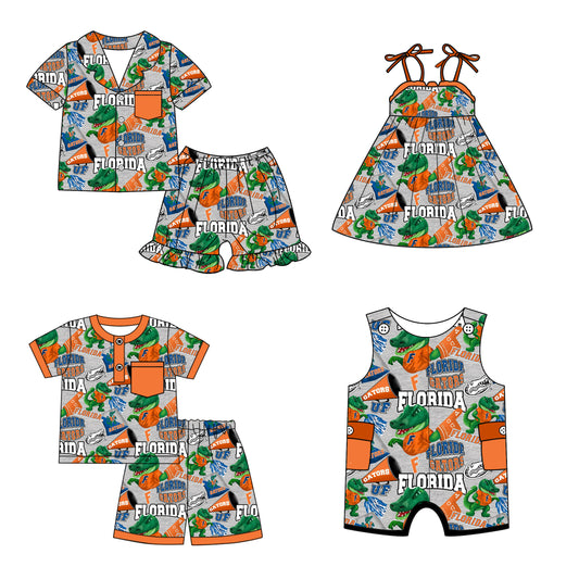 (Custom Design Preorder MOQ 5 Each Design) Team's Florida Print Kids Summer Matching Clothes Sibling Wear