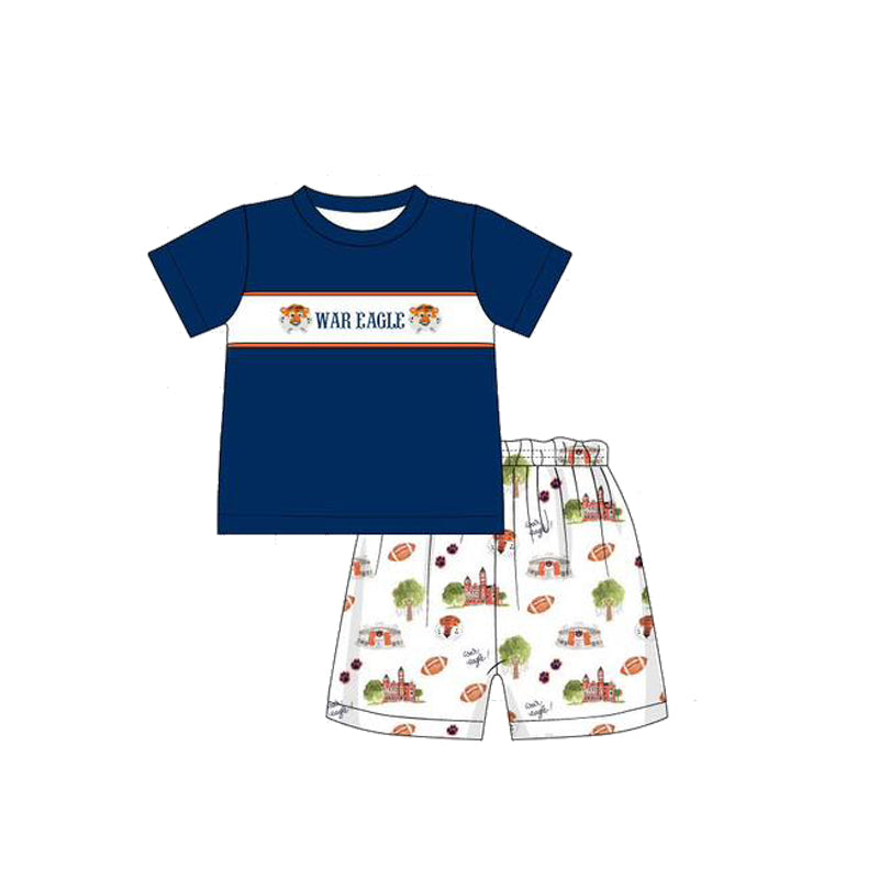 1.7(Custom Design Preorder MOQ 5 Each Design) Team's WAR EAGLE Print Kids Summer Matching Clothes Sibling Wear