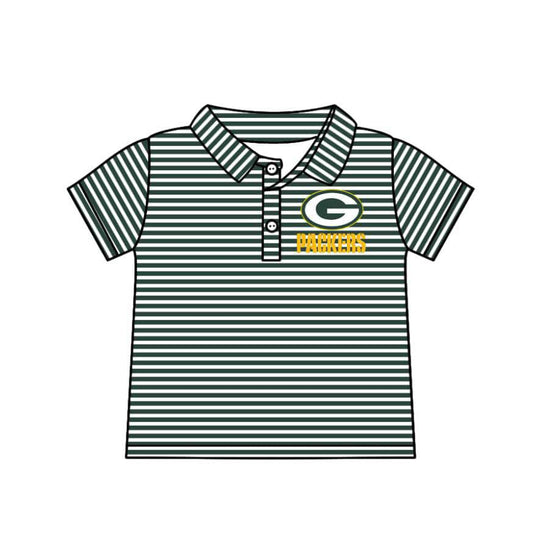 (Custom Design Preorder MOQ 5 ) Team's G PACKERS Stripes Print Boys Polo Tee Shirts Top