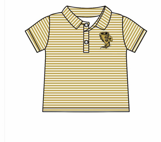 (Custom Design Preorder MOQ 5 )Team's Lamesa ISD Stripes Print Boys Polo Tee Shirts Top