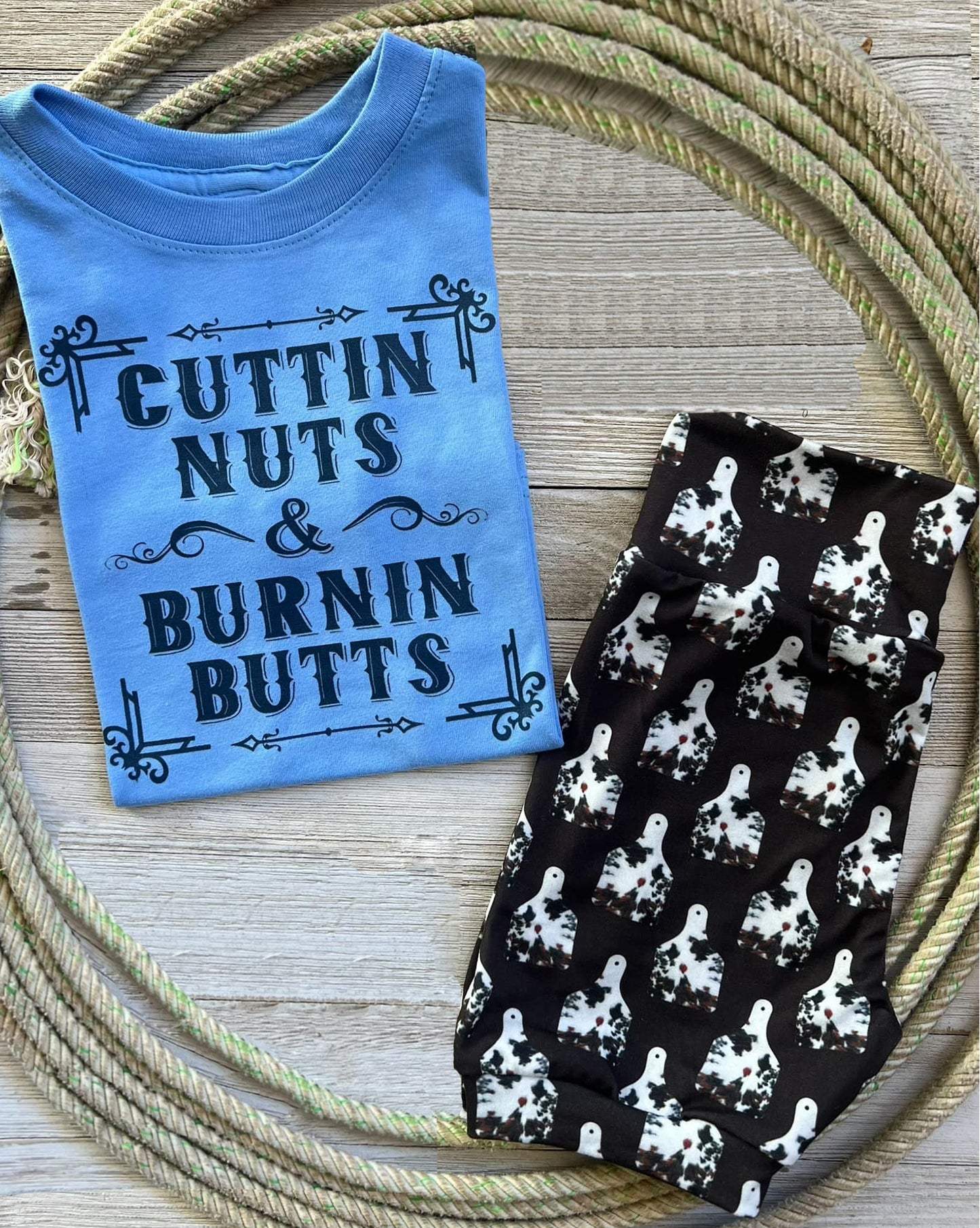 (Custom Design Preorder MOQ 5) Cow Tag Shorts Boys Western Clothes Set